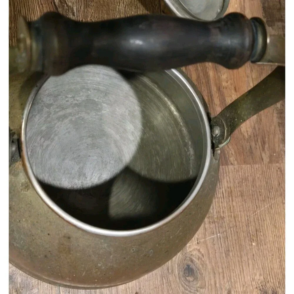 Vintage B&M Douro Copper Tea Kettle Portugal Wood Handle Tin Lined